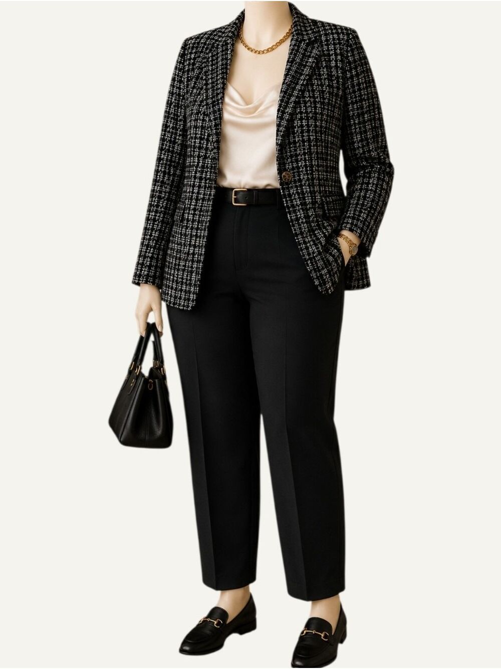 Quiet Luxury Tweed Lurex One Button Blazer Jacket 2X Office Chic NWT